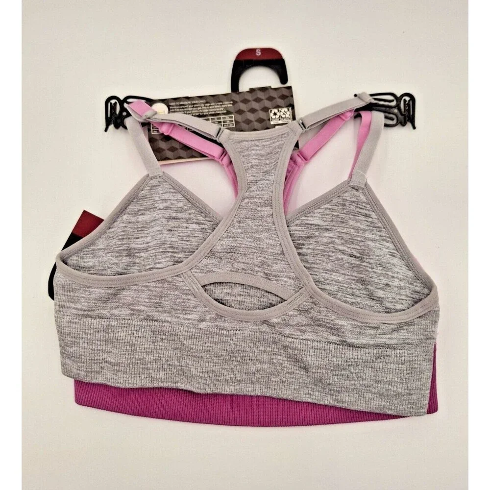 NWT Athletic Works Girls Sports Bras 2-Pack Size S Small Pink & Grey